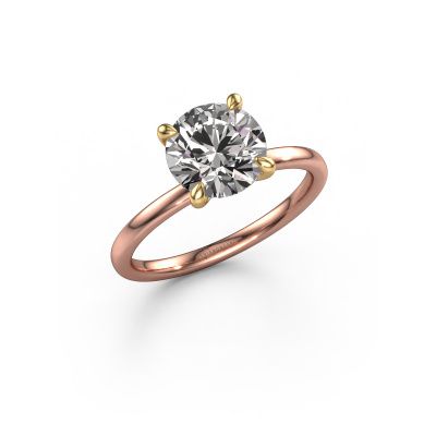 Bague de fiançailles Crystal RND 1 585 or rose diamant synthétique 1.20 crt