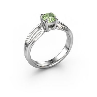 Engagement ring Antonia cus 1 585 white gold green lab grown diamond 5 mm