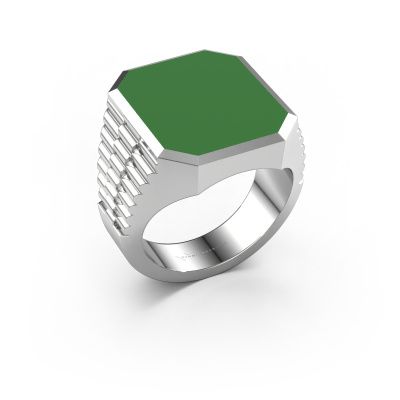 Chevalière Brent 5 950 platine émail vert 18x15 mm
