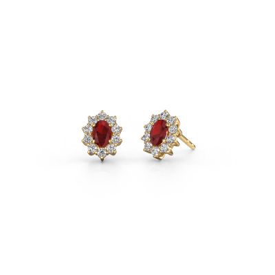 Boucles d'oreilles Leesa 585 or jaune rubis 6x4 mm