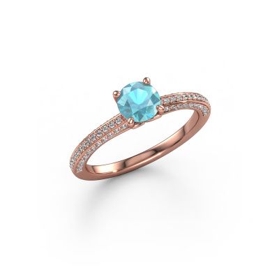 Bague de fiançailles Elenore rnd 585 or rose topaze bleue 5.4 mm