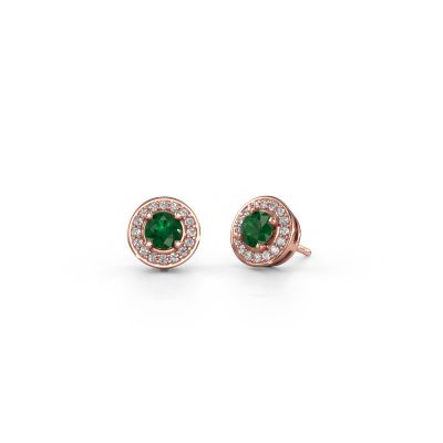 Stud earrings Agaat 585 rose gold emerald 5 mm
