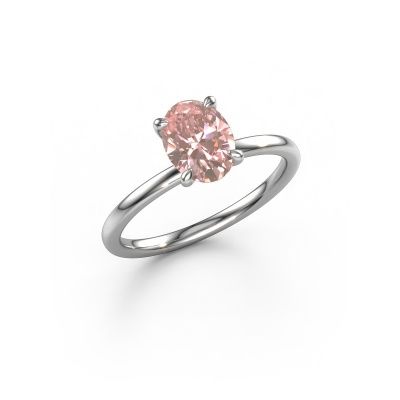 Engagement ring Crystal OVL 1 950 platinum pink lab grown diamond 8x6 mm