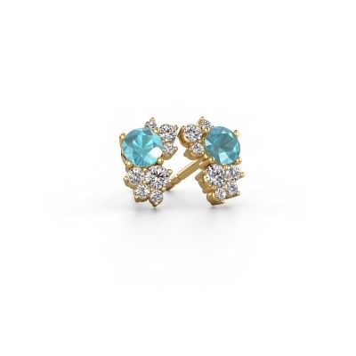 Clous d'oreilles Veronica 585 or jaune topaze bleue 4.2 mm