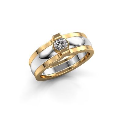 Ring Jade 585 witgoud diamant 0.25 crt