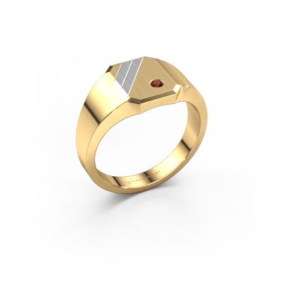 Signet ring Patrick 1 585 gold garnet 2 mm