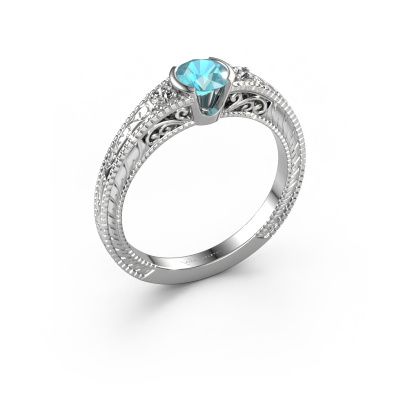 Bague de fiançailles Anamaria 585 or blanc topaze bleue 5 mm