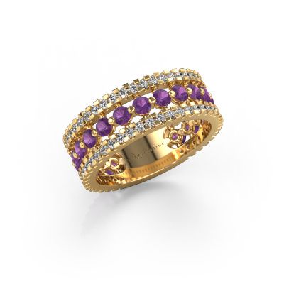 Bague Elizbeth 2 585 or jaune améthyste 2.4 mm
