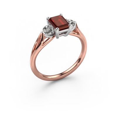 Engagement ring Amie EME 585 rose gold garnet 7x5 mm