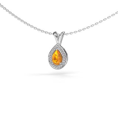 Ketting Ginger 585 witgoud citrien 6x4 mm
