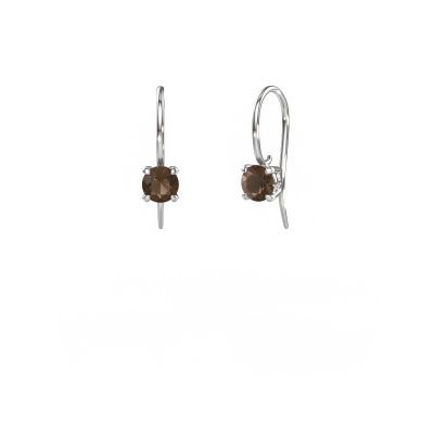 Pendants d'oreilles Cleo RND 585 or blanc quartz fumé 5 mm