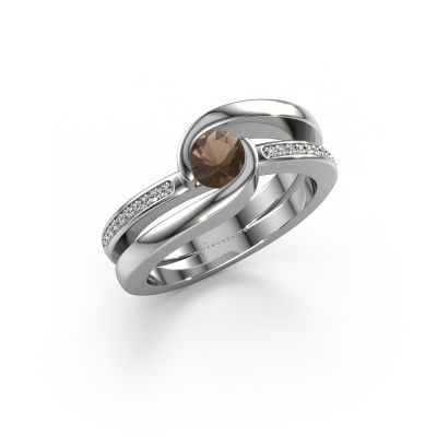 Ring Xenia 2 950 platinum smokey quartz 5 mm