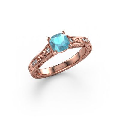 Bague de fiançailles Mallory CUS 585 or rose topaze bleue 5.5 mm