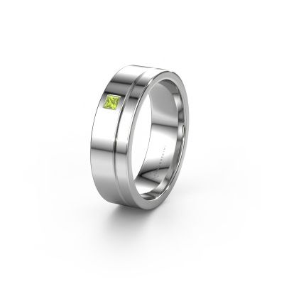 Wedding ring WH0301L16APSQ 585 white gold peridot ±0.24x0.07 in