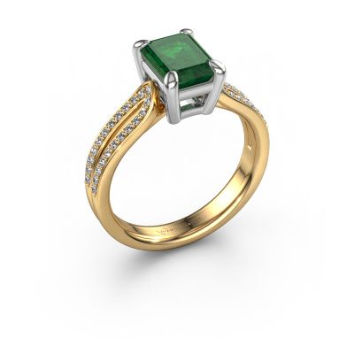 Engagement ring Antonia eme 2 585 gold emerald 8x6 mm