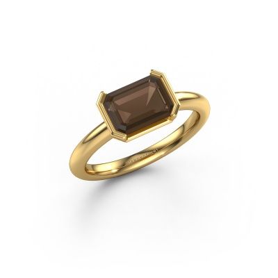 Engagement ring Tayler EME 585 gold smokey quartz 8x6 mm