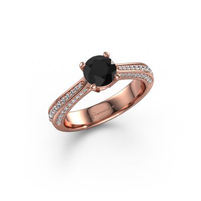 Engagement ring Ruby rnd 585 rose gold black diamond 0.84 crt