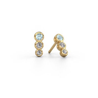 Boucles d'oreilles Felica 585 or jaune aigue-marine 2.7 mm