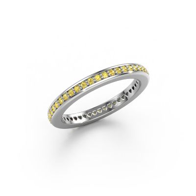 Stackable ring Elvire 2 585 white gold yellow sapphire 1.2 mm