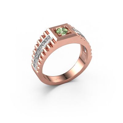 Men's ring Maikel 585 rose gold green lab grown diamond 4.2 mm