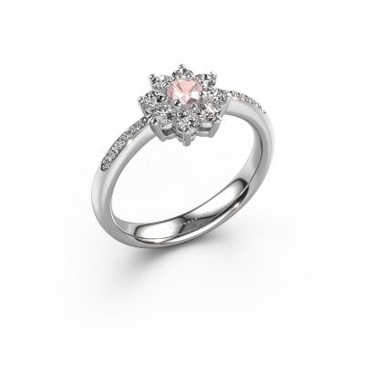 Bague de fiançailles Camille 2 585 or blanc champagne morganite 3.4 mm