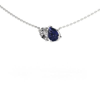 Pendant Toi et Moi PER PER 585 white gold sapphire 8x6 mm