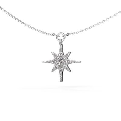 Necklace Star 585 white gold zirconia 3 mm