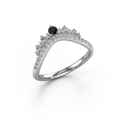 Stackable ring Nica D 585 white gold black diamond 0.372 crt