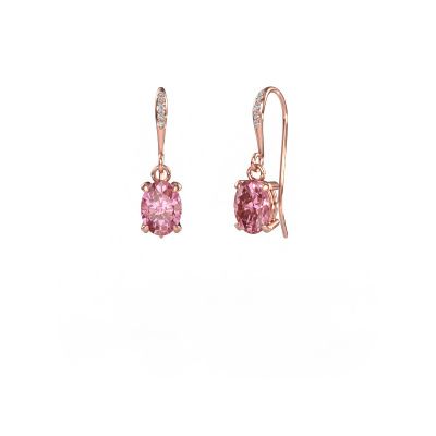 Pendants d'oreilles Laurie OVL 2 585 or rose diamant synthétique roze 7x5 mm