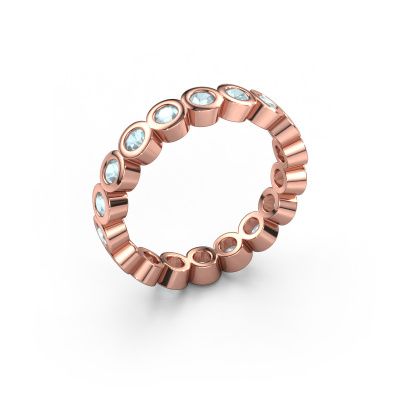 Stackable ring Edwina 2 585 rose gold aquamarine 2.5 mm