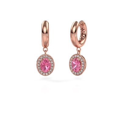 Drop earrings Annett 585 rose gold pink sapphire 7x5 mm