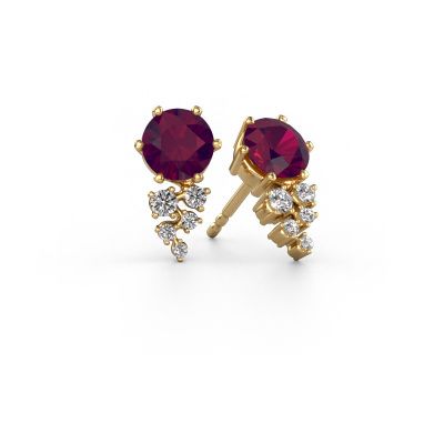 Boucles d'oreilles Royce 585 or jaune rhodolite 6 mm