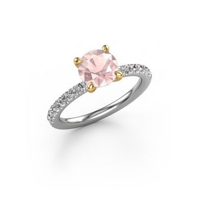 Engagement ring Crystal RND 2 585 white gold morganite champagne 7 mm