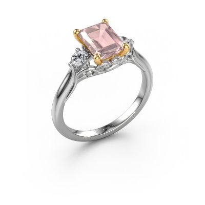 Engagement ring Laurian EME 585 white gold morganite champagne 8x6 mm