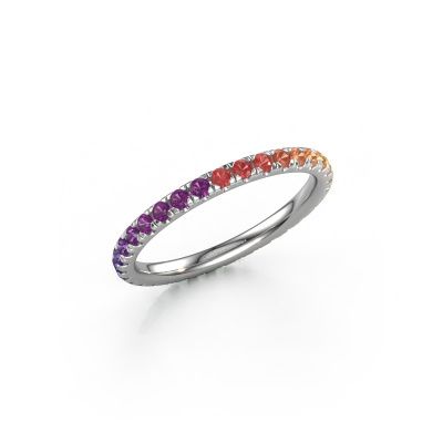 Stackable ring Jackie 1.7 950 platinum Rainbow sapphire 1 1.7 mm