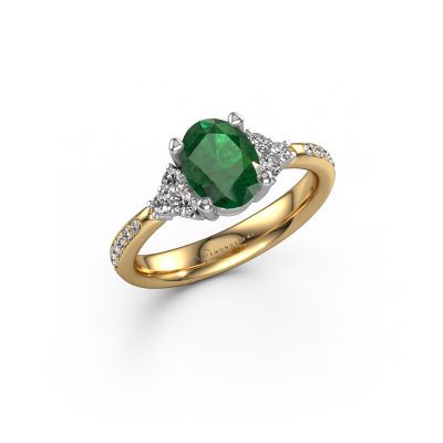 Engagement ring Aleida OVL 2 585 gold emerald 8x6 mm