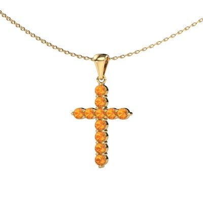Anhänger Cross 585 Gold Citrin 2.5 mm