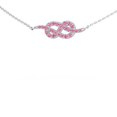 Necklace Infinity 1 585 white gold pink sapphire 1.1 mm