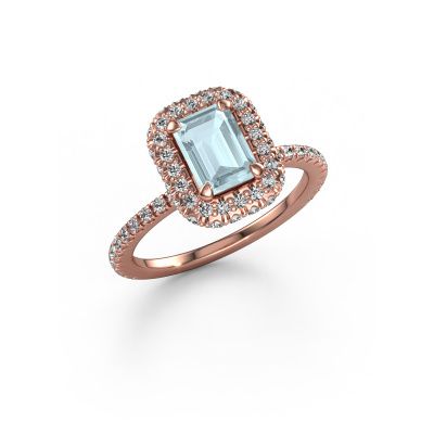 Engagement ring Talitha EME 585 rose gold aquamarine 7x5 mm