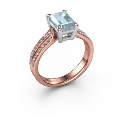 Engagement ring Antonia eme 2 585 rose gold aquamarine 8x6 mm