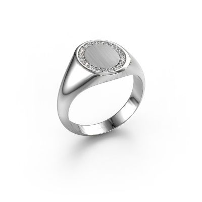 Herrenring Floris Oval 2 585 Weißgold Diamant 0.18 crt