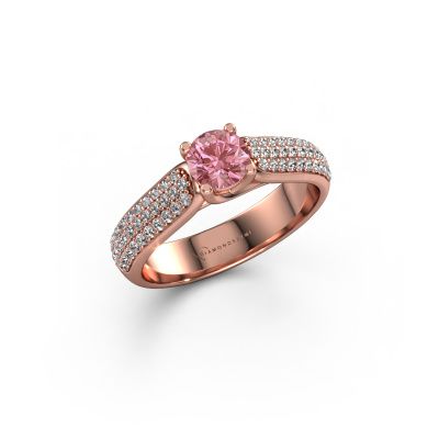 Engagement ring Leoness 585 rose gold pink lab grown diamond 5 mm
