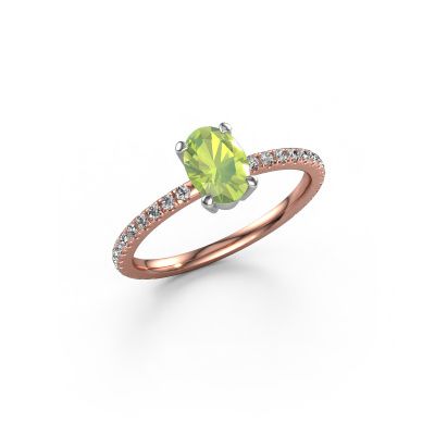 Engagement ring Lynelle 2 585 rose gold peridot 7x5 mm