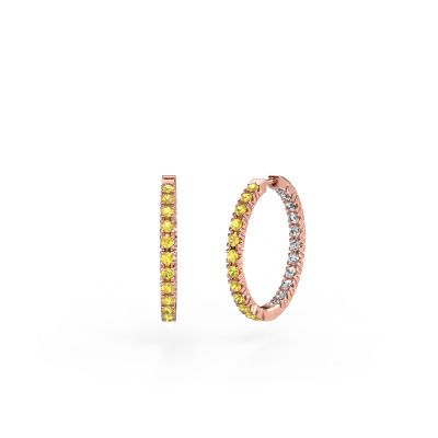 Créoles Miki 20mm 585 or rose saphir jaune 2 mm