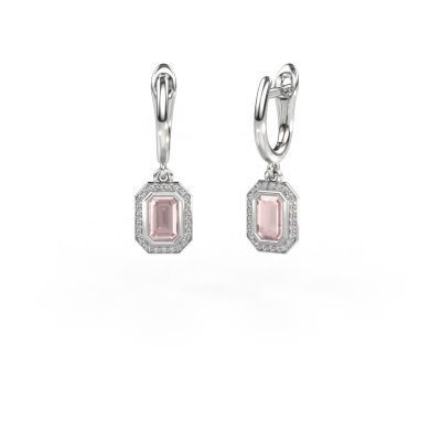 Drop earrings Noud EME 585 white gold morganite champagne 6x4 mm