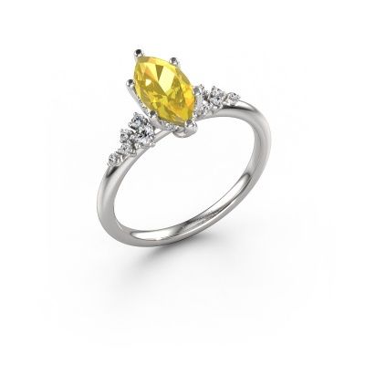 Engagement ring Emma MRQ 585 white gold yellow sapphire 10x5 mm