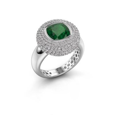 Ring Keshia 585 white gold emerald 8 mm