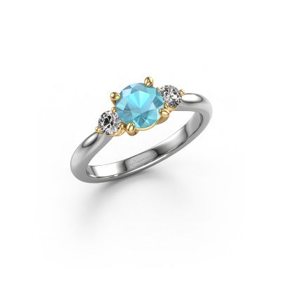 Engagement ring Lieselot RND 585 white gold blue topaz 6.5 mm
