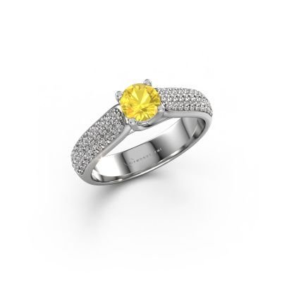 Bague de fiançailles Leoness 950 platine saphir jaune 5 mm
