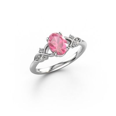 Engagement ring Azra OVL 585 white gold pink sapphire 8x6 mm